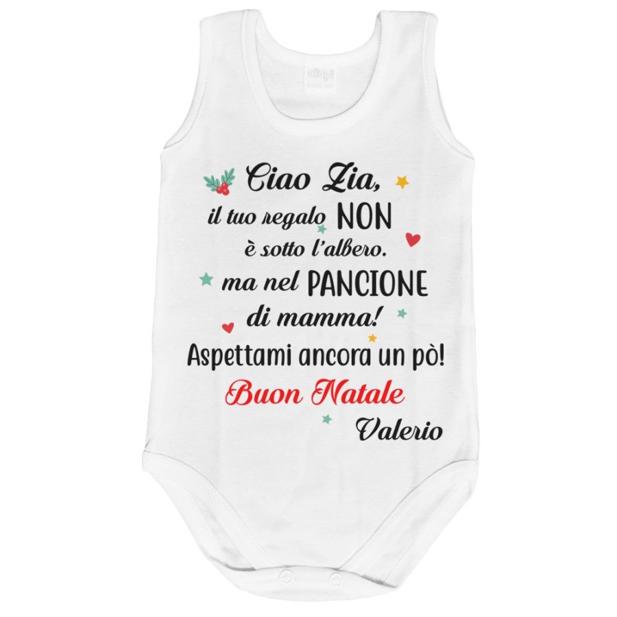 Body neonato personalizzato con nome zia il tuo regalo è nel pancione di mamma Natale