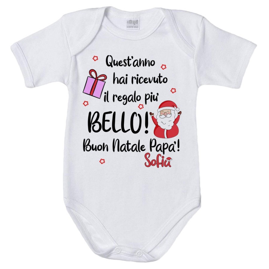 Body neonato personalizzato con nome papà quest'anno hai ricevuto il regalo più bello natale Natale