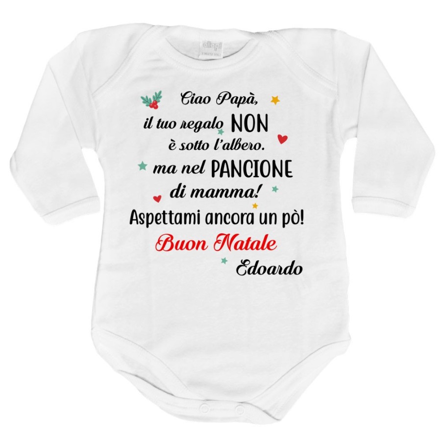 Body neonato personalizzato con nome papà il tuo regalo è nel pancione di mamma Natale
