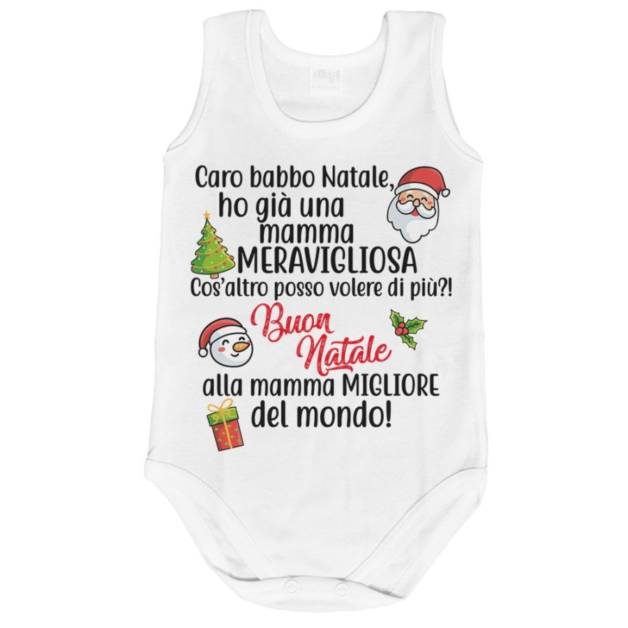 Body neonato personalizzabile con nome caro babbo natale ho una mamma meravigliosa Natale