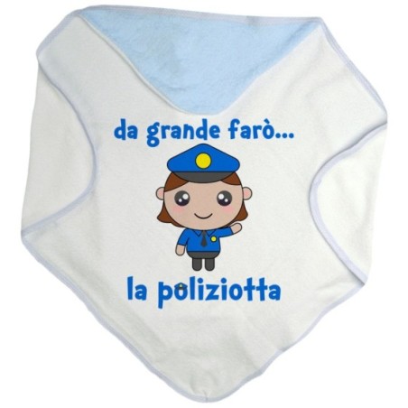 Accappatoio neonato da grande farò il poliziotto Da grande farò