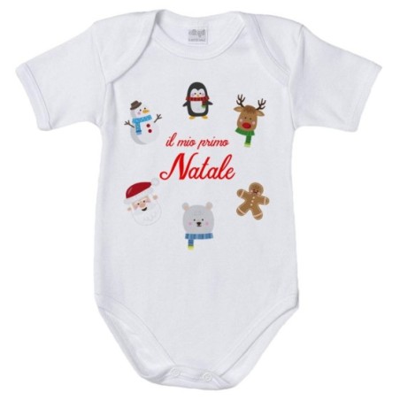 Body neonato il mio primo natale con personaggi natalizi