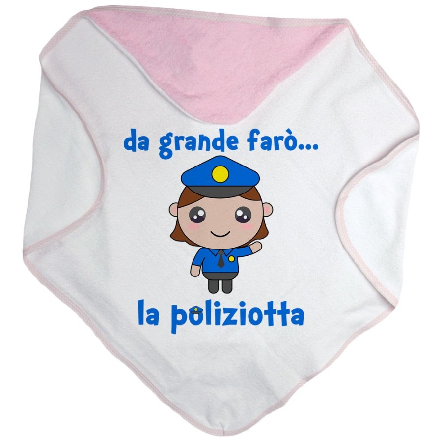 Accappatoio neonato da grande farò il poliziotto Da grande farò