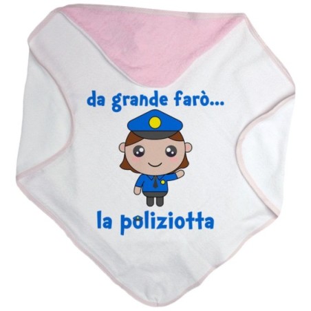 Accappatoio neonato da grande farò il poliziotto Da grande farò