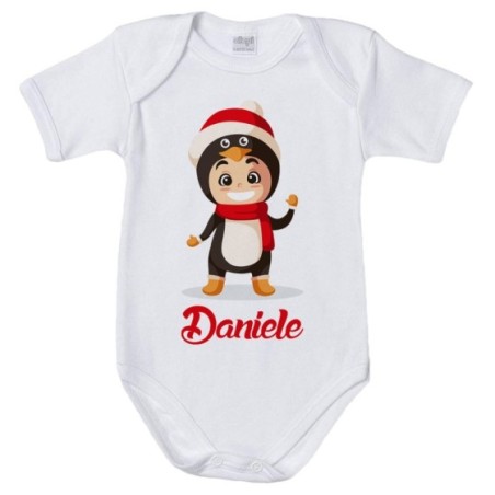 Body neonato personalizzato con nome baby pinguino