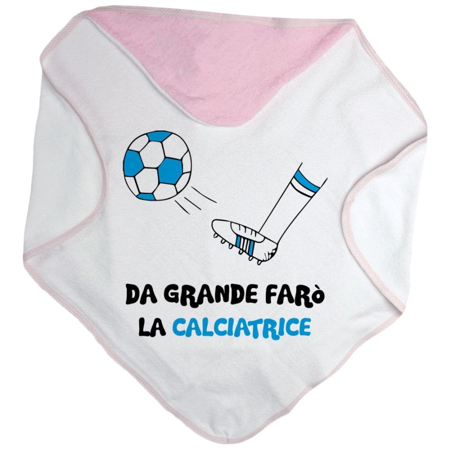 Accappatoio neonato da grande farò il calciatore bianco azzurro Da grande farò