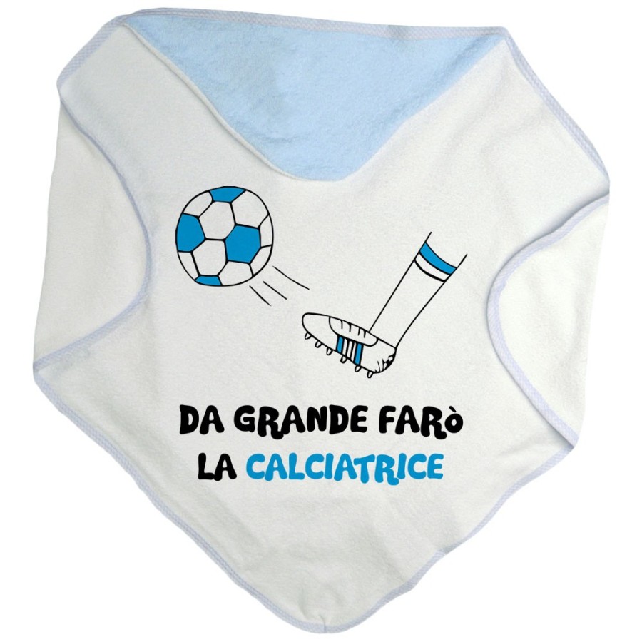 Accappatoio neonato da grande farò il calciatore bianco azzurro Da grande farò