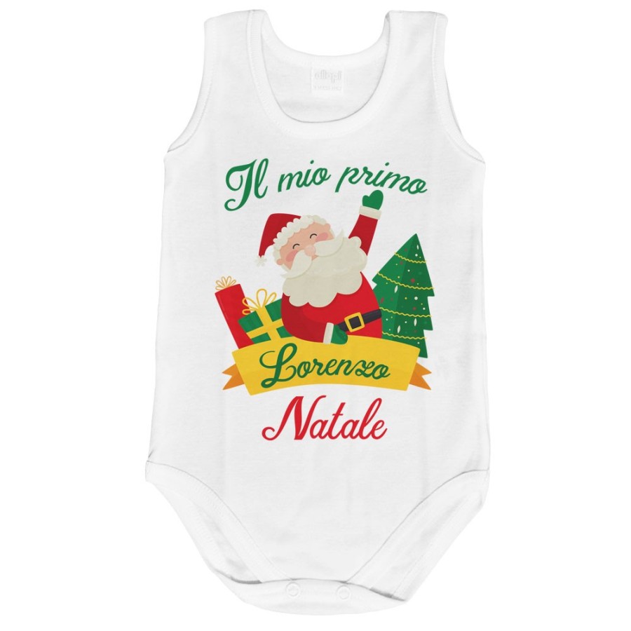 Body neonato personalizzato con nome il mio primo natale babbo natale Natale