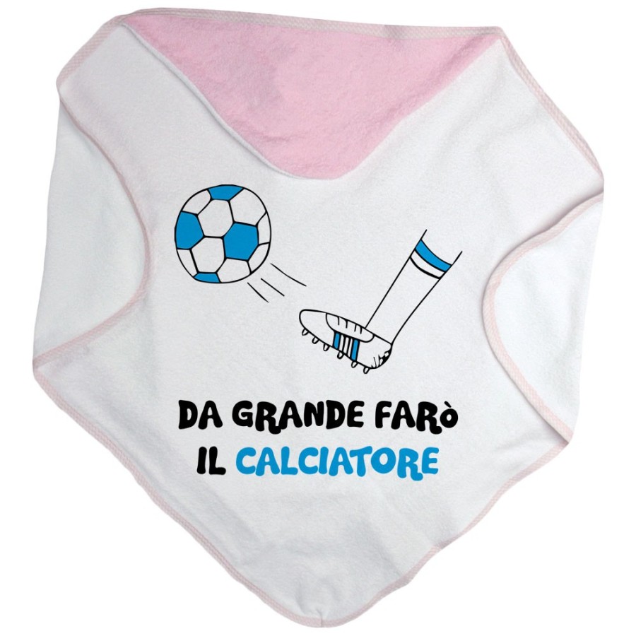 Accappatoio neonato da grande farò il calciatore bianco azzurro Da grande farò