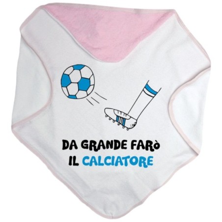 Accappatoio neonato da grande farò il calciatore bianco azzurro Da grande farò
