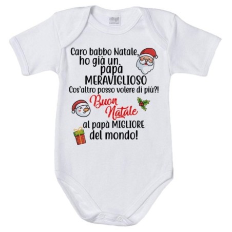 Body neonato personalizzabile con nome caro babbo natale ho un papà meraviglioso Natale