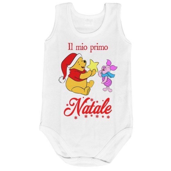 Body neonato personalizzabile con nome winnie the pooh il mio primo natale Natale