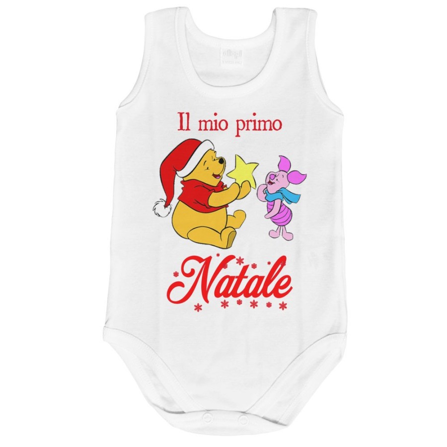 Body neonato personalizzabile con nome winnie the pooh il mio primo natale Natale