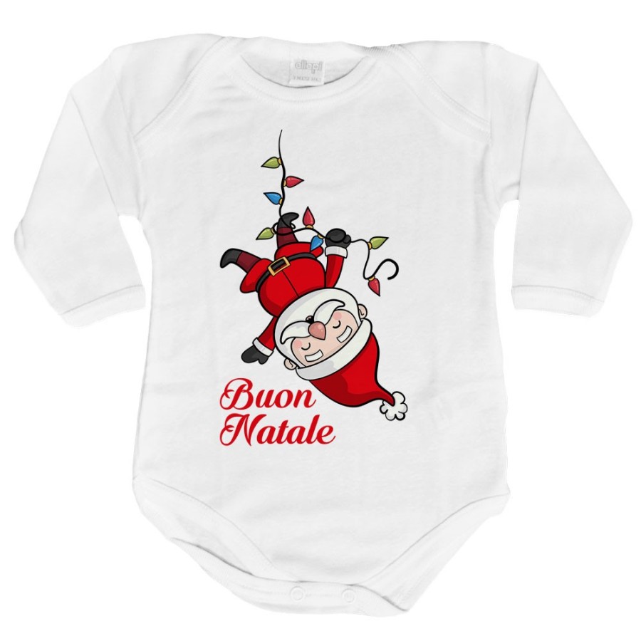 Body neonato personalizzabile con nome babbo natale con luci natalizie Natale