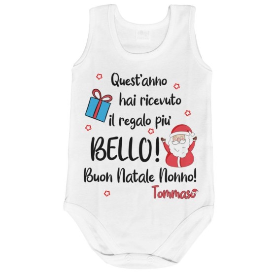 Body neonato personalizzato con nome nonno quest'anno hai ricevuto il regalo più bello natale Natale
