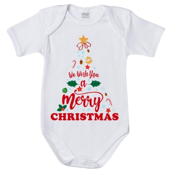 Body neonato personalizzabile con nome we wish you a merry christmas Natale