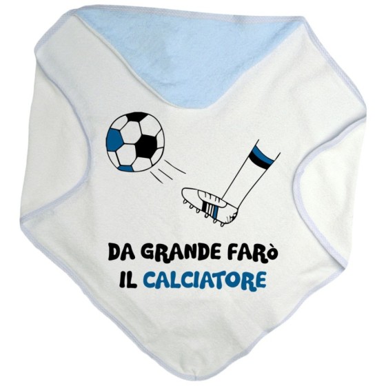 Accappatoio neonato da grande farò il calciatore nero azzurro Da grande farò