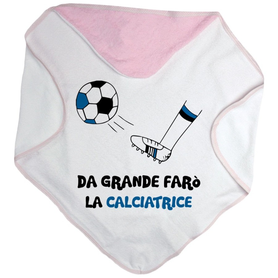 Accappatoio neonato da grande farò il calciatore nero azzurro Da grande farò