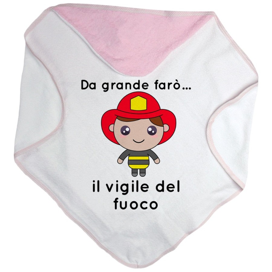 Accappatoio neonato da grande farò il vigile del fuoco Da grande farò