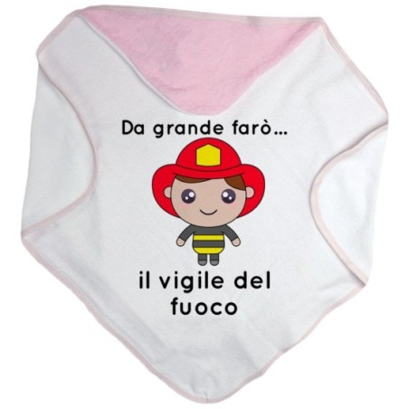 Accappatoio neonato da grande farò il vigile del fuoco Da grande farò