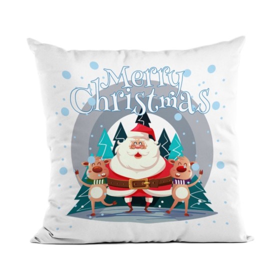 Cuscino personalizzabile con nome merry christmas con babbo natale e renne Natale