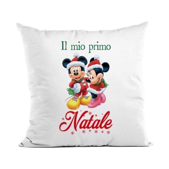 Cuscino personalizzabile con nome il mio primo natale con minnie e topolino Natale