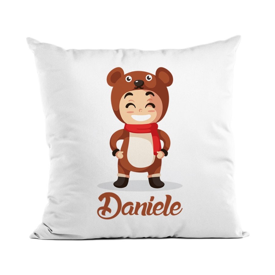 Cuscino personalizzato con nome baby orso Natale