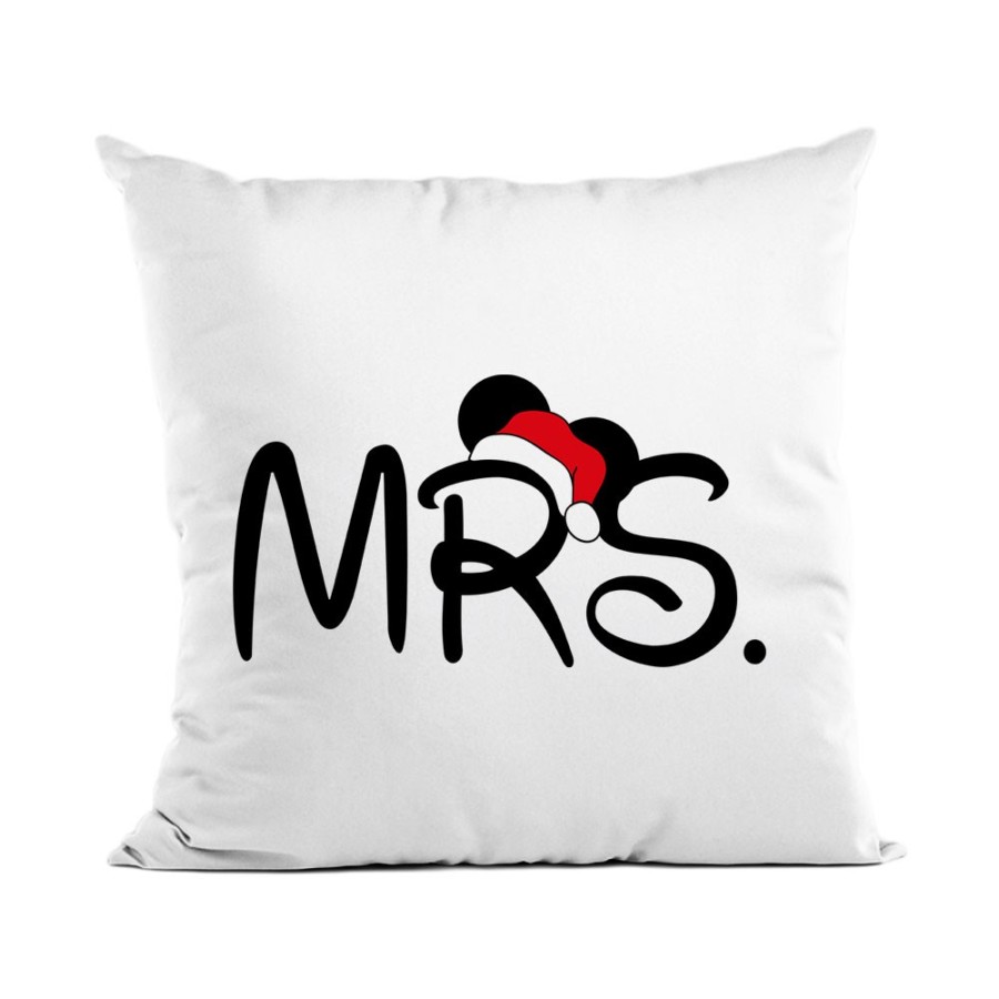 Cuscino personalizzabile con nome mr - mrs con cappello natalizio Natale