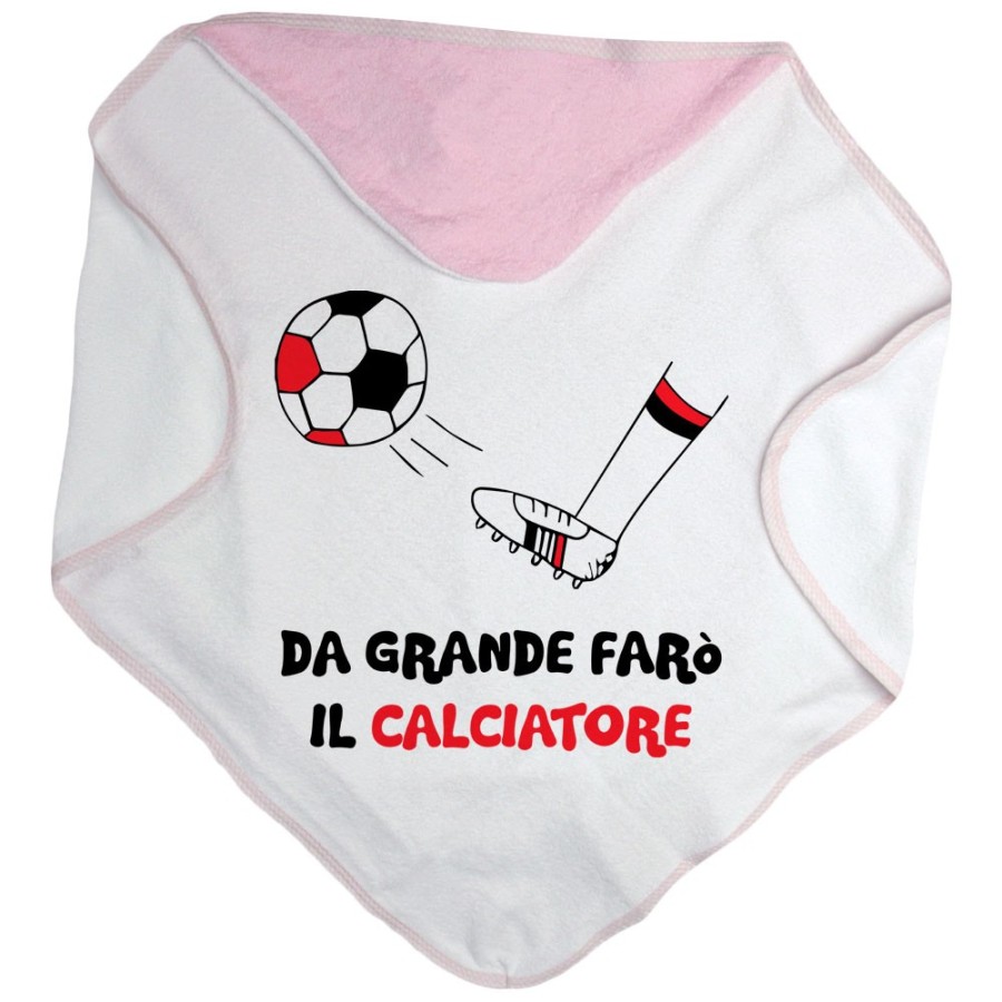 Accappatoio neonato da grande farò il calciatore rosso nero Da grande farò