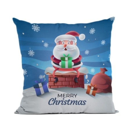 Cuscino personalizzabile con nome merry christmas con santa claus e regali Natale