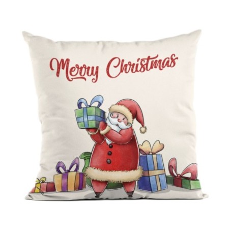 Cuscino merry christmas con babbo natale e tanti regali Natale