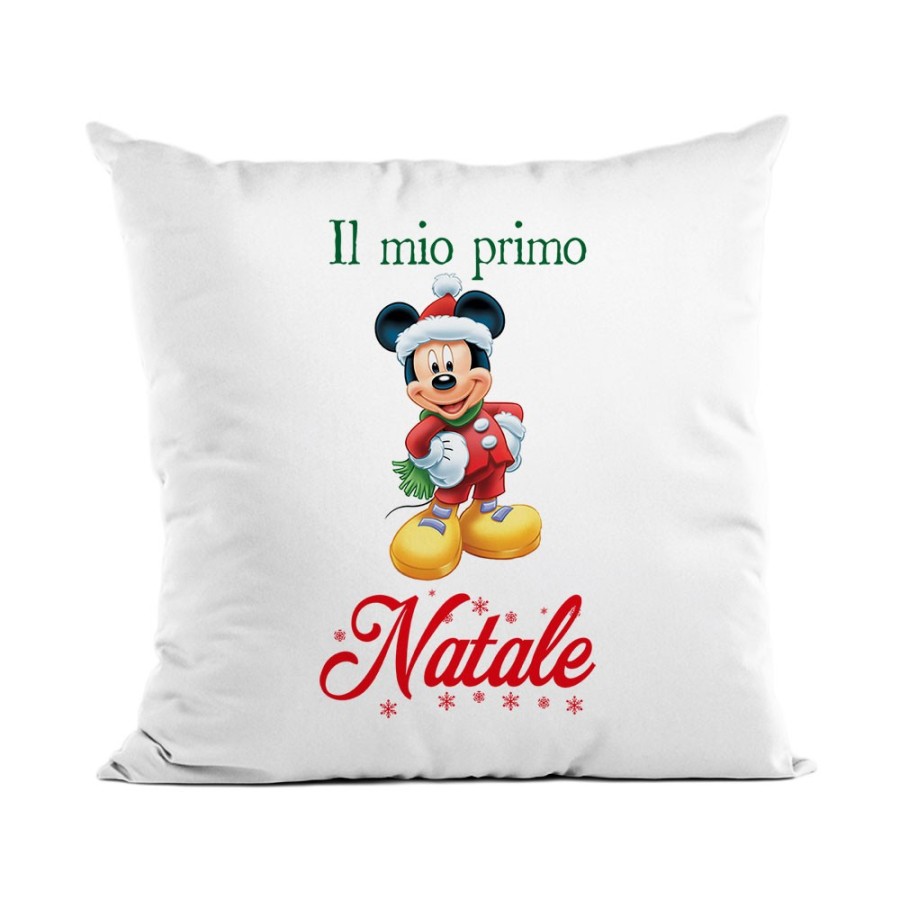 Cuscino personalizzabile con nome il mio primo natale con topolino Natale