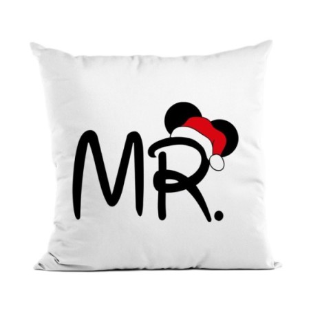 Cuscino personalizzabile con nome mr - mrs con cappello natalizio Natale
