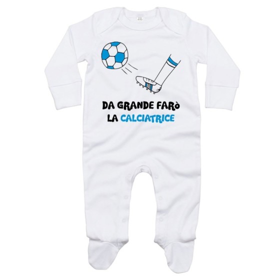 Tutina neonato da grande farò il calciatore bianco azzurro Da grande farò