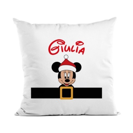 Cuscino personalizzato con nome minnie natalizio