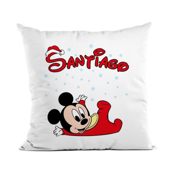 Cuscino personalizzato con nome happy baby topolino Natale