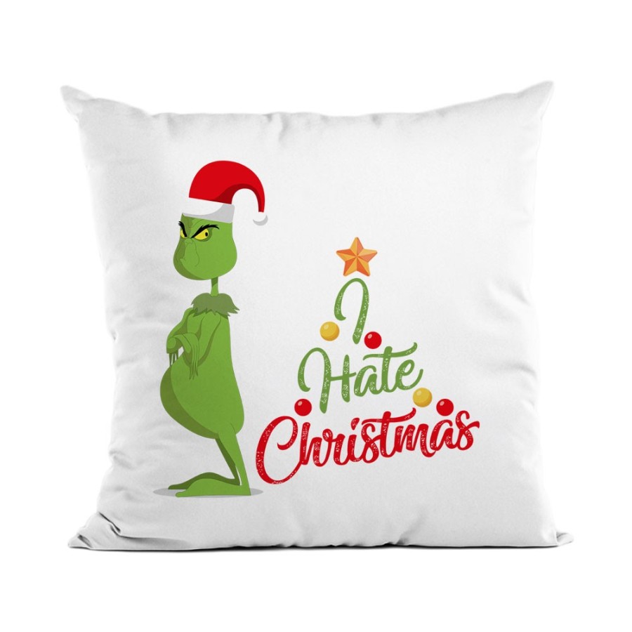 Cuscino personalizzabile con nome con il grinch i hate christmas Natale