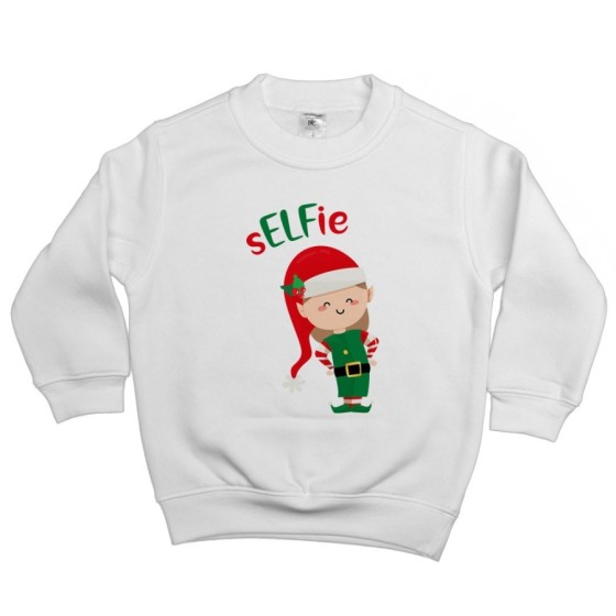 Felpa bambino personalizzabile con nome selfie Natale