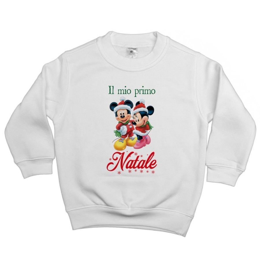 Felpa bambino personalizzabile con nome minnie e topolino il mio primo natale Natale