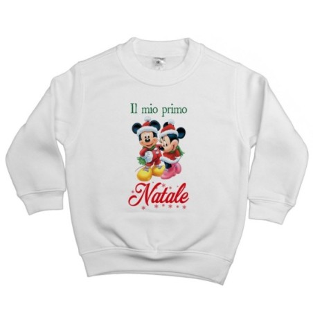 Felpa bambino personalizzabile con nome minnie e topolino il mio primo natale Natale