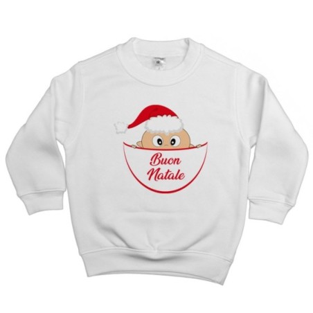 Felpa bambino che esce dalla tasca con cappello di babbo...