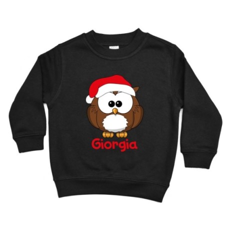 Felpa bambino personalizzata con nome gufetto Natale
