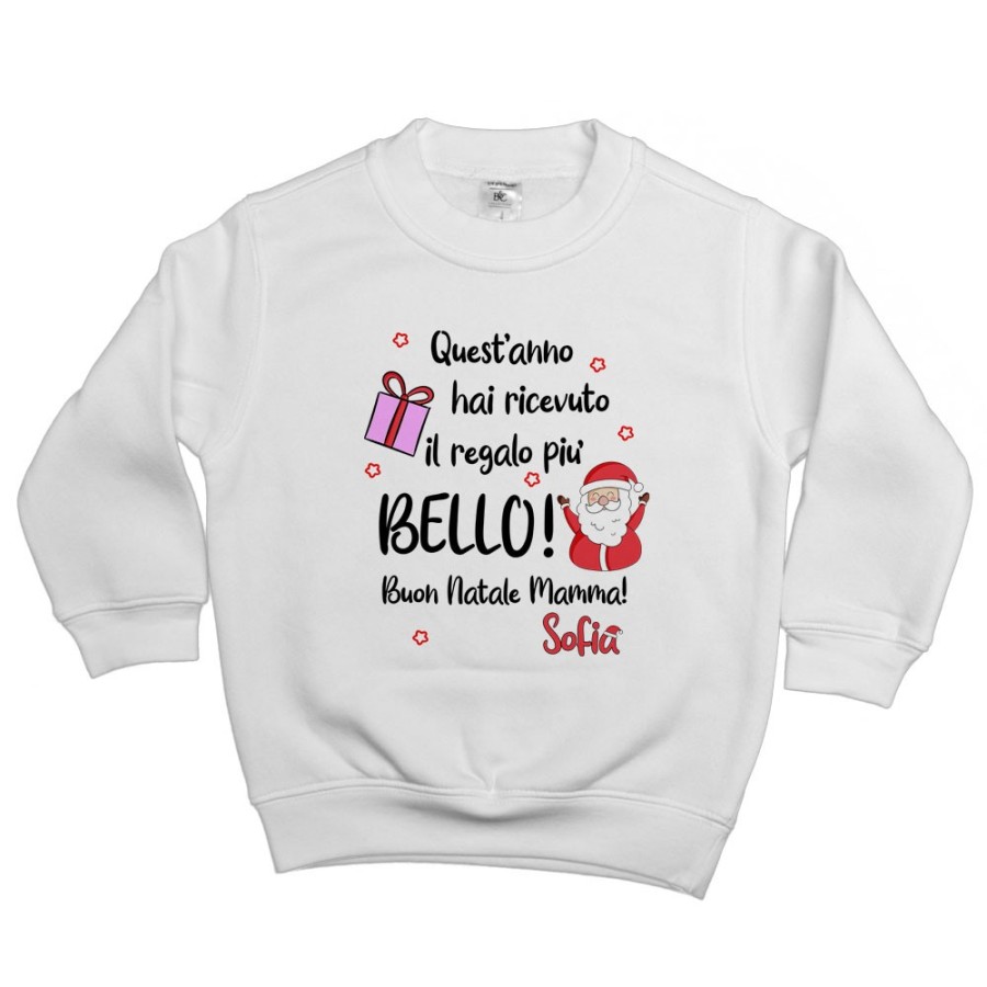 Felpa bambino personalizzata con nome mamma quest'anno hai ricevuto il regalo più bello natale Natale
