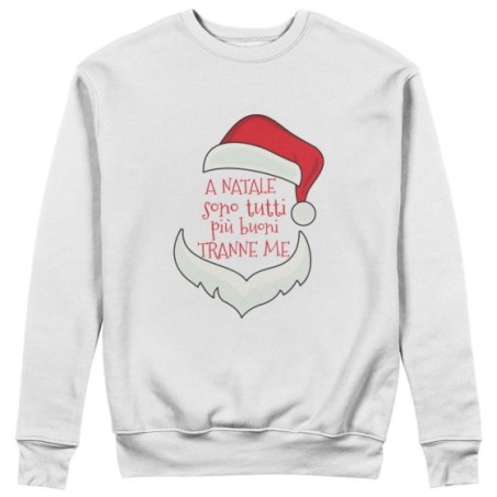 Felpa donna personalizzabile con nome a natale sono tutti più buoni tranne me Natale