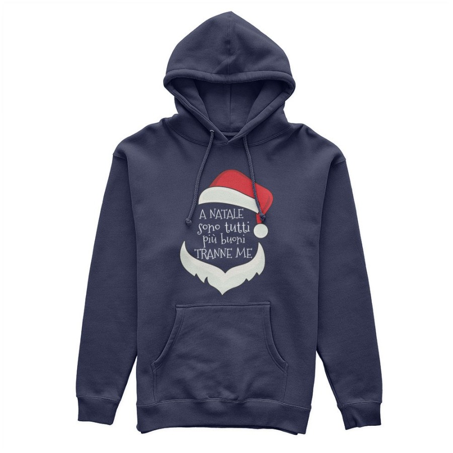 Felpa donna personalizzabile con nome a natale sono tutti più buoni tranne me Natale