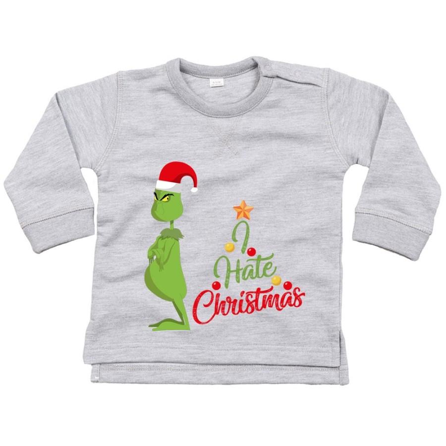 Felpa neonato personalizzabile con nome i hate christmas grinch Natale