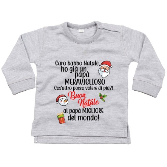 Felpa neonato personalizzabile con nome caro babbo natale ho un papà meraviglioso Natale