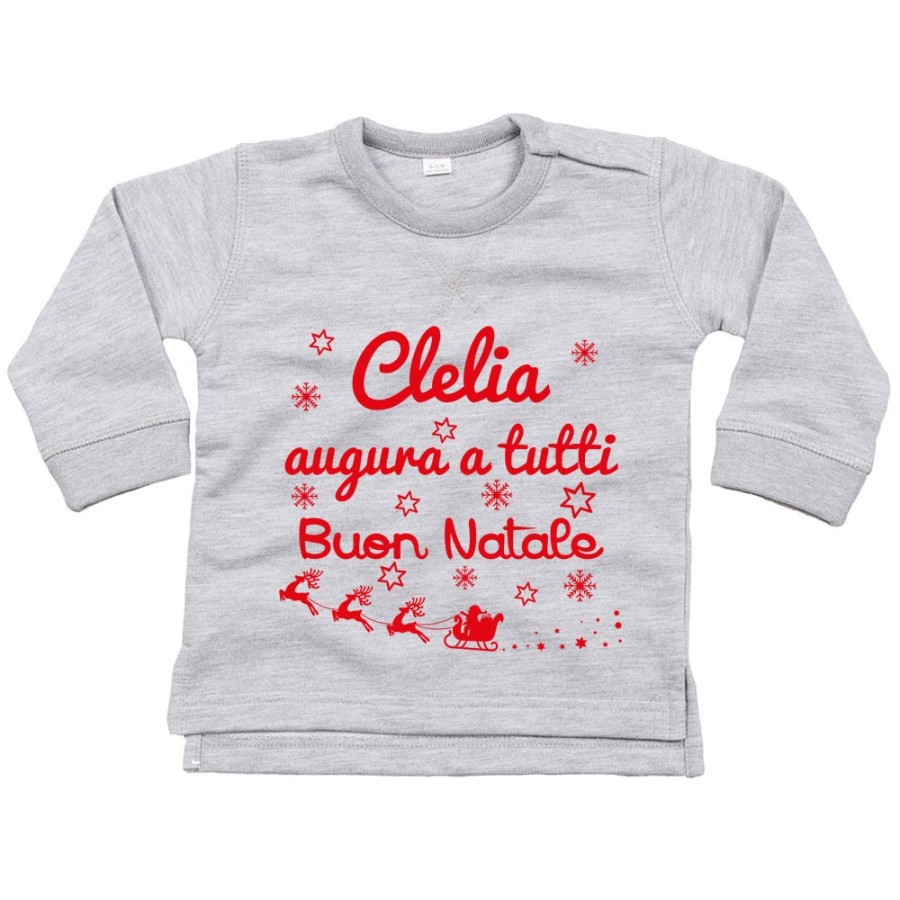 Felpa neonato personalizzata con nome augura a tutti buon natale Natale