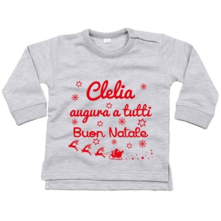 Felpa neonato personalizzata con nome augura a tutti buon...