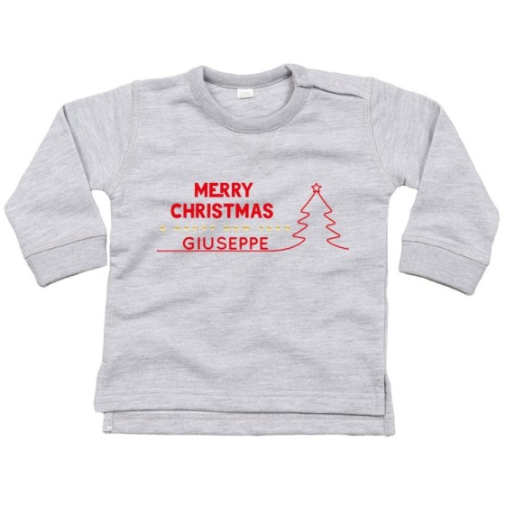 Felpa neonato personalizzata con nome merry christmas and happy new year Natale